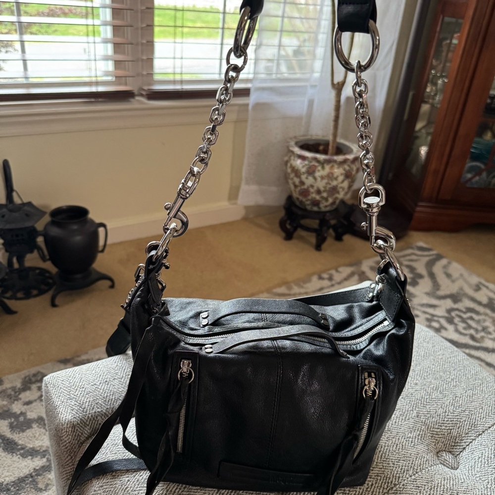 Alexander McQueen Black Leather Crossbody Bag mini hobo - Picture 5 of 14